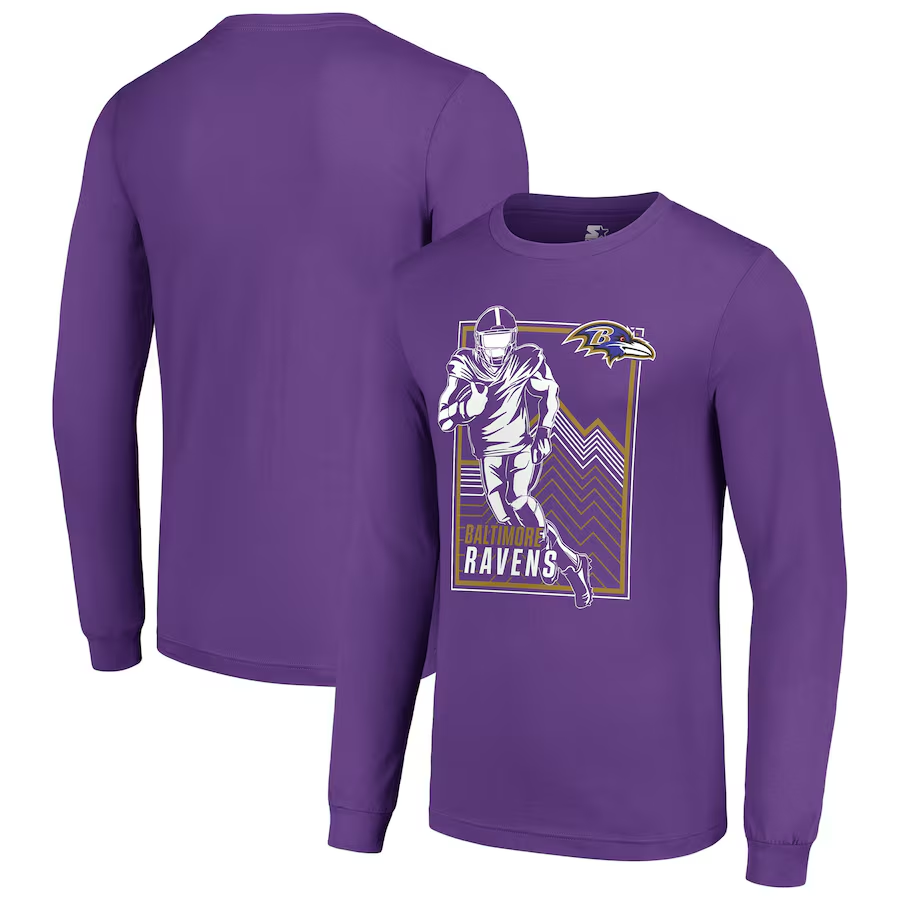 Men Baltimore Ravens purple 2024 NFL Long sleeve T Shirts->nfl t-shirts->Sports Accessory